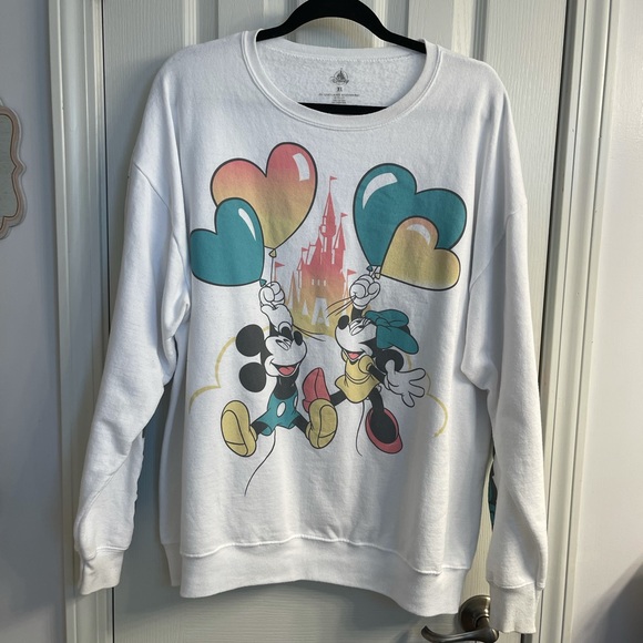 Disney Tops - Disney Mickey and Minnie White Retro Style Sweatshirt